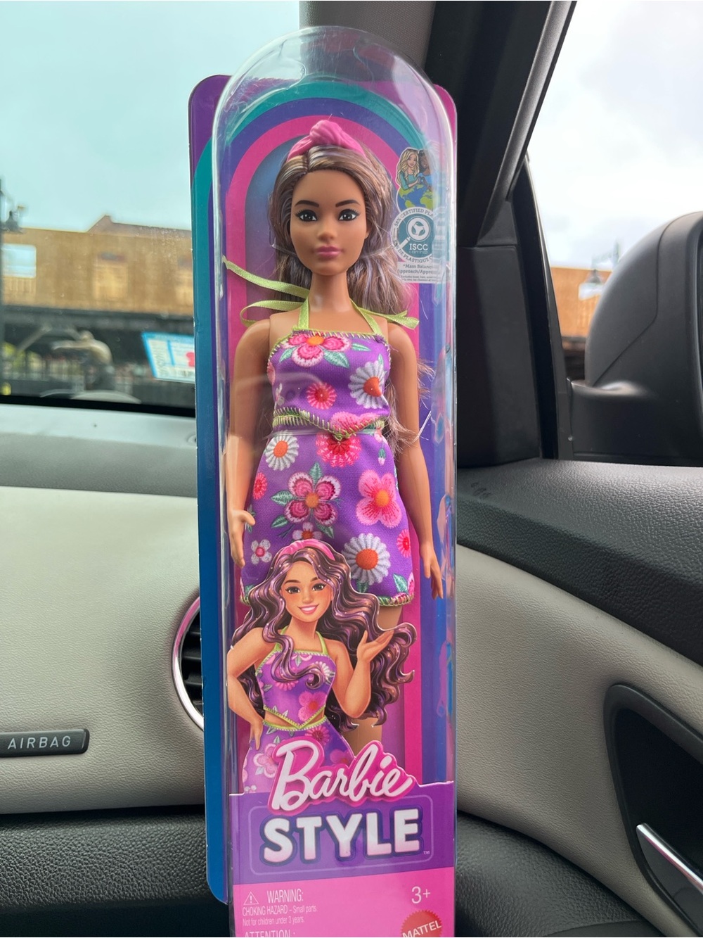 Barbie Purple Floral Dress Doll with Green Accents - Barbie
